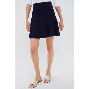 POMANDER PLACE Navy Knit Pleated Saylor Skirt Size L NWT Retail $98 Tuckernuck